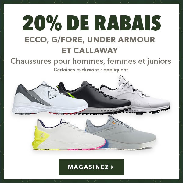 Chaussures Ecco G/Fore, Under Armour et Callaway pour femmes, hommes et enfants – 20% de rabais 